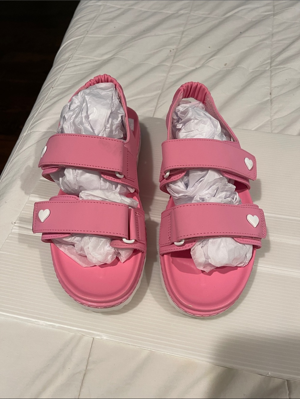 LoveShackFancy Pink Heart Strap Sandals